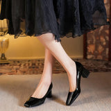 MQTIME  -  New Women Shoes Exquisite Patent Leather High Heels for Woman French Style Square Head Casual Shoes Designer Shoes Zapatos Mujer