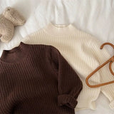 MQTIME  -  Toddler Kids Boys Sweater Solid Color Thicken Warm Little Girls Knitwear New Winter Round Neck Infant Baby Girl Pullovers
