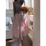 MQTIME  -  Korobov Pink Half Skirt Female Summer Pleated Shaggy Skirts Gentle A-line Skirt High Waist Large Swing Vintage Fashion Faldas