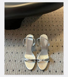 MQTIME  -  New Versatile Open Toed Round Head Rear Tripping Strap One Word Strap Metal Buckle High Heel Sandals for Women