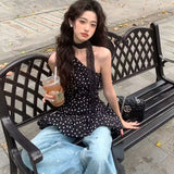  MQTIME  -  Women Polka Dot Short Dress 2026 Spring Summer New Sleeveless Mini Dress Ruched Simple Elegant Woman Casual Party Dresses