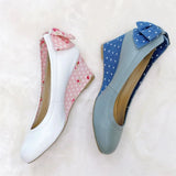 MQTIME  -  New High Heel Lolita Wedge Pumps Daily Floral Polka Dot Print Sweet Vintage Dress Heels Bow Tie Tea Party Cosplay Wedding Shoes