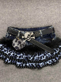  MQTIME  -  Summer Vintage Gothic Denim Skirt Women Y2K Punk Fashion Leopard Print Mini Skirt Grunge Streetwear Fur Patchwork Clothes New