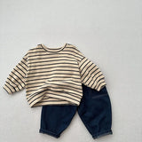  MQTIME  -  Autumn New Children Long Sleeve T Shirts Cotton Boys Girls Casual Striped Sweatshirt Baby Vintage Pullover Tops Kids Clothes