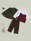 MQTIME  -  Baby Boy Formal Wear Set Solid Color Long Sleeve Round Neck Top Elastic Waist Pants Cape Vest 4 Piece Outfit