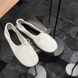 MQTIME  -  Women Sheepskin Ballet Flat Shoes Slip‑On Round Toe Loafers Grandmother Shoes Modern Minimalist Breathable Daily Ladies Footwear