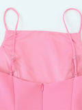 MQTIME  -  Halter Waist Cinched Dress One Neck Pink Pleated Fuffy Short Dresses Slim Fit Suspender Dress Women Strap Party Evening Gown
