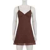 MQTIME  -  Retro Slim Summer Women's Sweet Street Polka Dot Print Simple Basic Sleeveless Dress