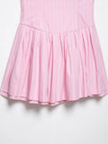 MQTIME  -  Fashion Sexy V-neck Stripe Pink Bow Short Dress 2025 New Sleeveless Slim Sweet Chi Slip Dress Streetwear Y2K Woman Clothing