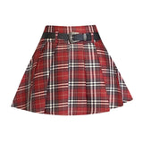 MQTIME  -  Checkered A-line Skirt Half length Skirt for Women 2024 Autumn/Winter New High Waist Pleated Skirt Slim Short Skirt Winter Skirt