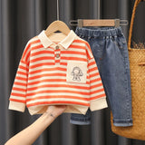 MQTIME  -  New Spring Kids Clothes Set Children Cute Thin Style Polo Shirt + Pants Girls Color Block Stripe Outwear 2PCS