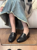 MQTIME  -  Women's Black Penny Loafers Leather Slip On Loafers for Women Comfortable Low Heel Dress Shoes Handmade Casual Office Shoes Lady