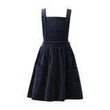  MQTIME  -  Autumn New Girls Corduroy Brown Strapless Dress Retro Casual Back Cross Straps Elastic Waist Sleeveless Dresses Kids Clothes