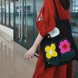 MQTIME  -  Flower Hand-embroidered Bag High-quality Casual Canvas Large Capacity Shoulder Crossbody Bag