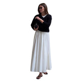  MQTIME  -  Skirt Spring and Summer New Women's Solid Color Pleated Waist Swinging Holiday Style Skirt Umbrella Skirt