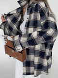 MQTIME  -  2024 Women Spring Winter Oversized Plaid Shirt Thick Vintage Long Sleeve Loose Fit Blouse For Woman