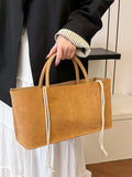MQTIME  -  Faionable Large Capaci Commuter Suede Tote Bag Dongda Gate New Soft PU Handbag Casual Youth Sle Trendy Tot Bag