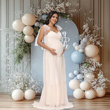 MQTIME  -  Maternity Summer Photography Dress Sleeveless Off Shoulder Soft Tulle Women Pregnancy Gown for Baby Shower Photoshoot