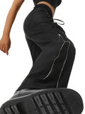  MQTIME  -  Women Chain Cargo Pants Dark Academia Hip Hop Punk Gothic Trousers High Waist Straight Long Pants Streetwear
