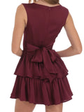 MQTIME  -  Women's Summer Mini Dress Sleeveless Square Neck Open Back Tiered Hem Dress Party Club Casual Dresses