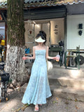 MQTIME  -  Elegant Floral Fairy Dress Women Casual Sweet Y2k Clothing Sexy Strap Dress Even Party One Piece Dress Korean Chic Sleeveless