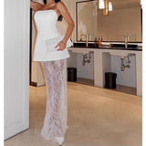 MQTIME  -  French Sexy Tube Top Vest Set Women's Spring High-end Top Lace Skirt Two-piece Set Women's Clothing