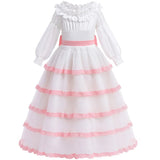 MQTIME  -  Halloween Girls Dress 2025 New Kids Elegant White Sweet Gown Children Fashion Vestidos Princess Floral Long Dresses 3-10Y