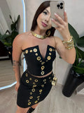 MQTIME  -  Women Sets Two Piece Set V-Neck Sleeveless Buttonhole Top And Mini Skirt High Streetwear Casual Sports Suit Summer Autumn