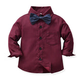 MQTIME  -  Christmas Boys Gentleman Clothing Sets Long Sleeve Bowtie Shirts+Suspenders Pants Kids Boy Formal Outfit Suits