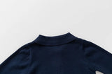 MQTIME  -  Toddler Boys Sweater New Winter Turn Down Collar Solid Color Thicken Warm Kids Boys Polo Knitwear Versatile Little Boy Pullovers