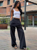  MQTIME  -  Fashion Patchwork Waist Long Pants For Women Elegant Wide Leg Baggy Trousers Lady 2026 Spring New Casual Sport Street Chic Pants