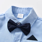 MQTIME  -  2Piece Summer Baby Boy Luxury Clothes Korean Fashion Gentleman Short Sleeve Newborn Rompers Bodysuit+Shorts Toddler Sets BC1207