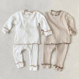  MQTIME  -  New Autumn Korean Style Newborn Baby Girl Clothes Suit Long Sleeved Cotton T-shirt+Pants Infant Baby Girls Pajamas Set
