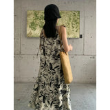 MQTIME  -  Summer Chinese style French camisole dress with a niche design feel, sleeveless floral long dress M-4XL 100kg