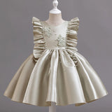 MQTIME  -  Girls Backless Bow Dress Kids Princess Wedding Gown Children Fashion Bowknot Dresses Toddler Floral Birthday Party Clothing 1-6Y