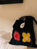 MQTIME  -  Flower Hand-embroidered Bag High-quality Casual Canvas Large Capacity Shoulder Crossbody Bag