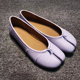 MQTIME  -  Fashion Split toe Pleated Soft Leather Women Ballet Flats Spring Summer Casual Walking Lazy Tabi Loafers Girls Dance Shoes