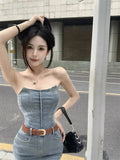 MQTIME  -  Denim Suspender Dress For Women'S Summer New French Retro Design With Personalized