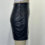 MQTIME  -  Women Sexy High Waist PU Leather Skirt Autumn Elegant Zipper Pocket Short Women Skirt Black Mini Skirt