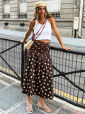 MQTIME  -  Spring Women's Clothing Polka Dot Slimming Elegant Office Wear A Line Long Skirt For Woman Polyester Vintage Midi Skirt With Fl