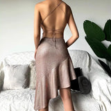 MQTIME  -  2024 Spring/Summer New Sexy Spicy Girl Open Back Suspended Dress Women's Fashion and Elegance Wrapped Hip Short Skirt