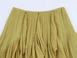 MQTIME  -  European And American Style 2025 Summer New Women's Clothing Simple Layered Decoration Mid Waist MIDI Skirt