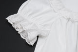  MQTIME  -  Sweet Summer Temperament Loose All Match Solid Peter Pan Collar Puff Sleeve Ruffles Dresses