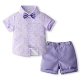 MQTIME  -  Summer Boys Boutique Clothing Korean Kids Clothes Fashion Gentleman Plaid Cotton Baby Tops+Shorts+Tie Children's Sets BC1767