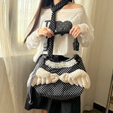  MQTIME  -  Y2K Reversible Angel Wing Polka Dot Tote Bag Baddie Girls Edgy Cute Sweet Shoulder Bag, Women Large Lightweight Canvas Handbag