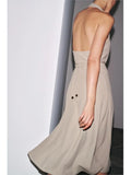 MQTIME  -  Halter Dress With Belt for Women Backless V Neck Women's Midi Dress With Adjustable Tie Belt Female Party Dresses