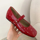 MQTIME  -  New Spring Women Pumps Round Toe Low Heel Shoes Leather Shoes for Women rivet Buckle Strap Mary Janes Ladies Shoes