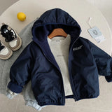 MQTIME  -  Kids Boy Outdoor Jacket Hooded Contrast Thicken Warm Toddler Boy Hooded Coat Winter Letter Print Infant Baby Boy Parkas Outwear