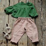  MQTIME  -  Mori Retro Cotton Linen Boys And Girls Straight Pants Summer New Elastic Waist Loose Casual Pant With Pocket Children's Trousers