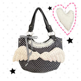  MQTIME  -  Y2K Reversible Angel Wing Polka Dot Tote Bag Baddie Girls Edgy Cute Sweet Shoulder Bag, Women Large Lightweight Canvas Handbag